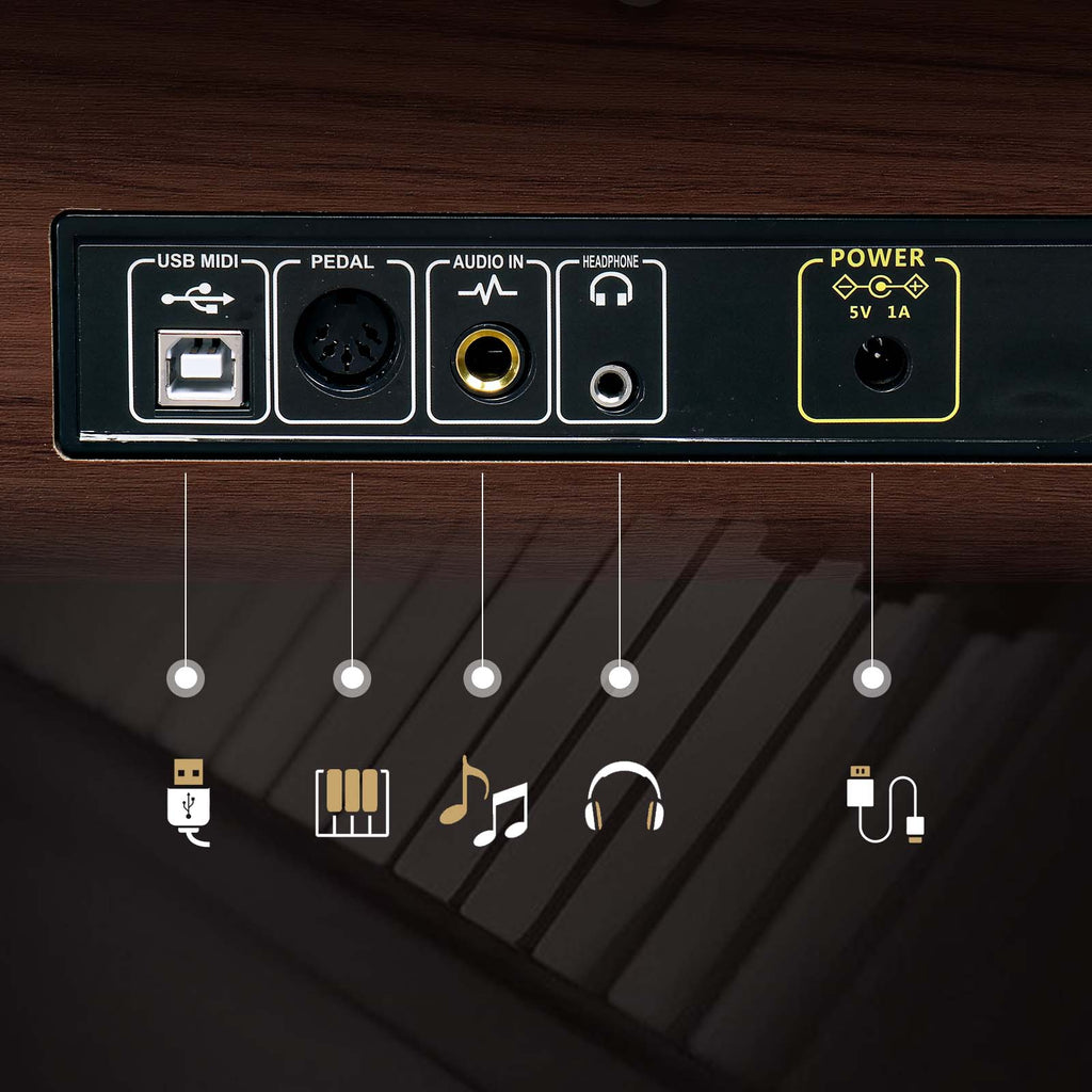 Ozici 88 Keys Full Weighted Keyboards Digital Piano with Furniture Stand, Power Adapter, Triple Pedals, Headphone, for All Experience Levels Black Walnut