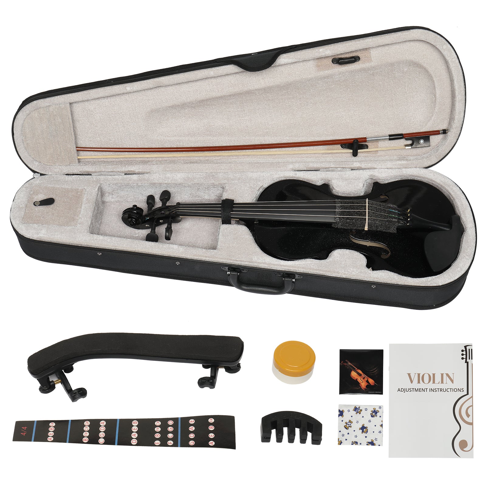 Ozici Full Size 4/4 Violin Set for Adults Beginners Students with Hard Case,Violin Bow,Shoulder Rest,Rosin,Extra Strings and Sordine