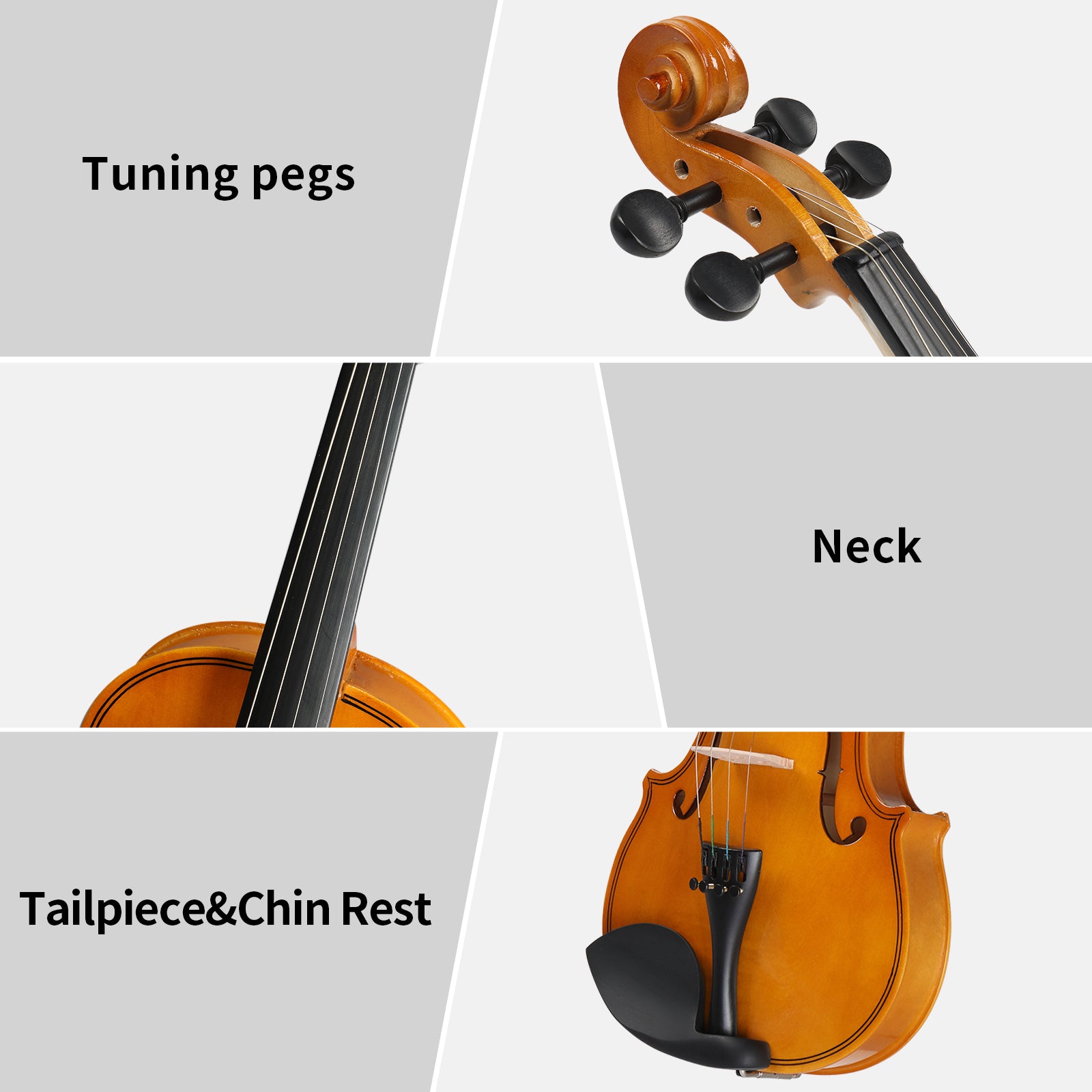 Ozici Full Size 4/4 Violin Set for Adults Beginners Students with Hard Case,Violin Bow,Shoulder Rest,Rosin,Extra Strings and Sordine