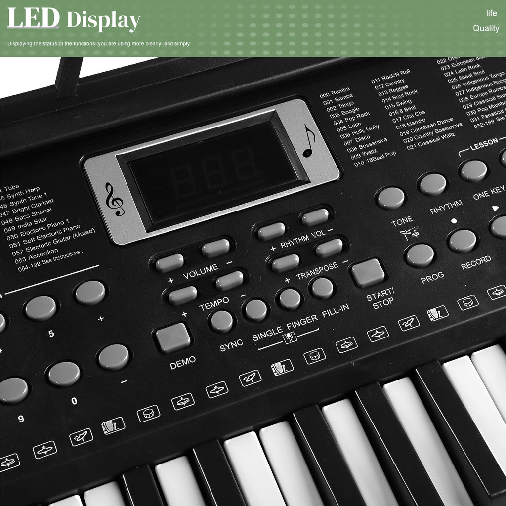 Ozici GEP-203 61 Key Keyboard with Piano Stand, Piano Bench, Built In Speakers, Headphone, Microphone, Music Rest, LED Screen