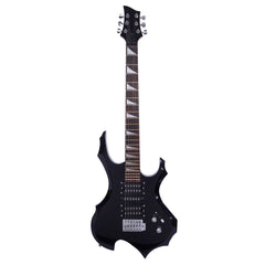 Ozici Novice Flame Shaped Electric Guitar HSH Pickup Bag Strap Paddle Rocker Cable Wrench Tool Black