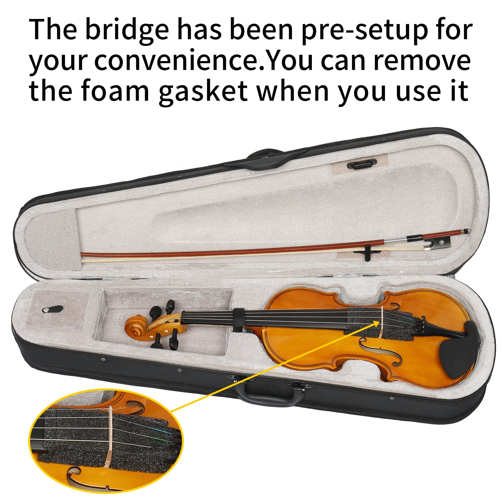 Ozici Full Size 4/4 Violin Set for Adults Beginners Students with Hard Case,Violin Bow,Shoulder Rest,Rosin,Extra Strings and Sordine