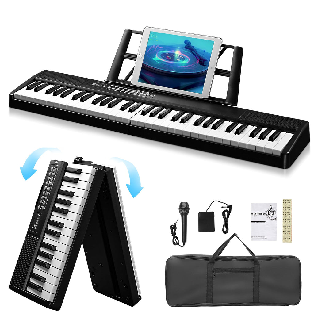 Ozici GEP-204 61Key Folding Piano Semi-Weighted Standard Keyboards Digital Piano with Bluetooth, Handbag