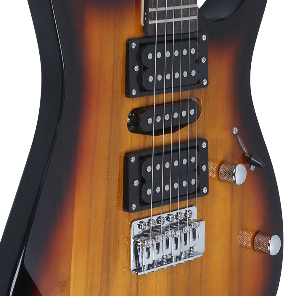Ozici Novice Entry Level 170 Electric Guitar HSH Pickup Bag Strap Paddle Rocker Cable Wrench Tool - Sunset