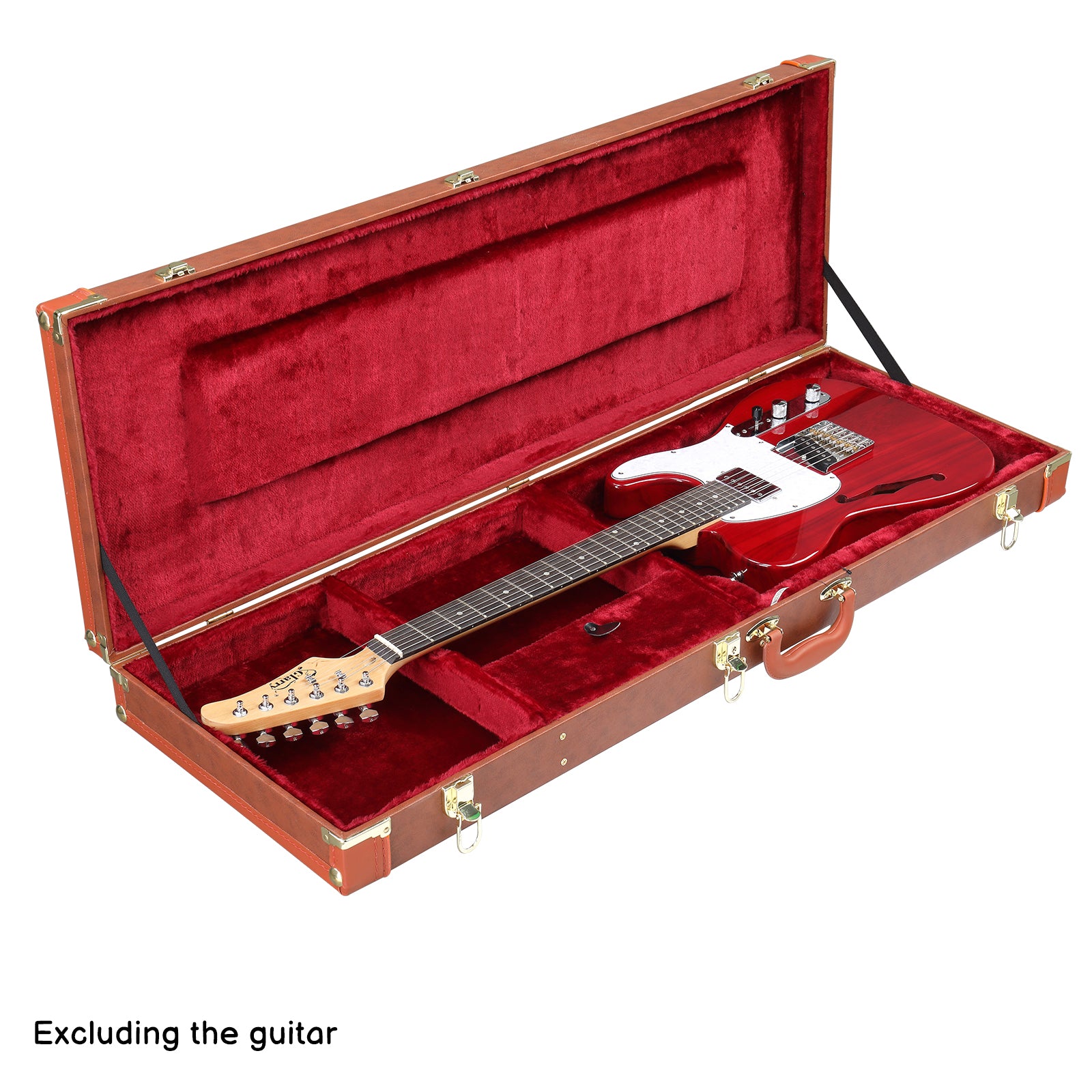 Ozici  Electric Guitar Square PU Hard Case Fits ST TL Burning fire 170 Style Electric Guitar - Brown