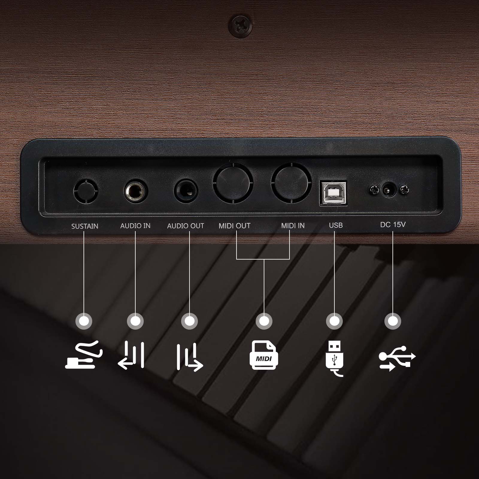 Ozici GDP-107 88 Key Standard Full Weighted Keyboards Digital Piano with Furniture Stand, Audio and MIDI Bluetooth, Triple Pedals, Headphone，for Black Walnut
