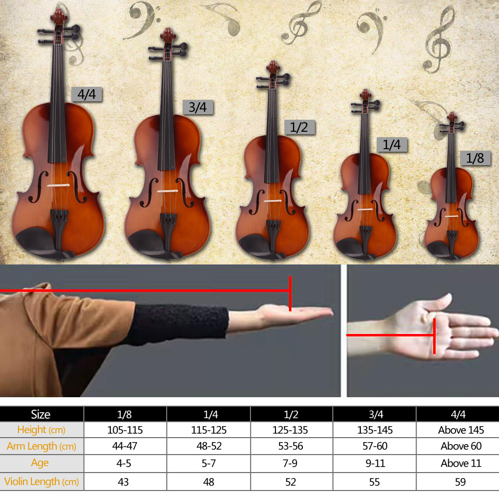 Ozici 4/4 Acoustic Violin Case Bow Rosin Natural