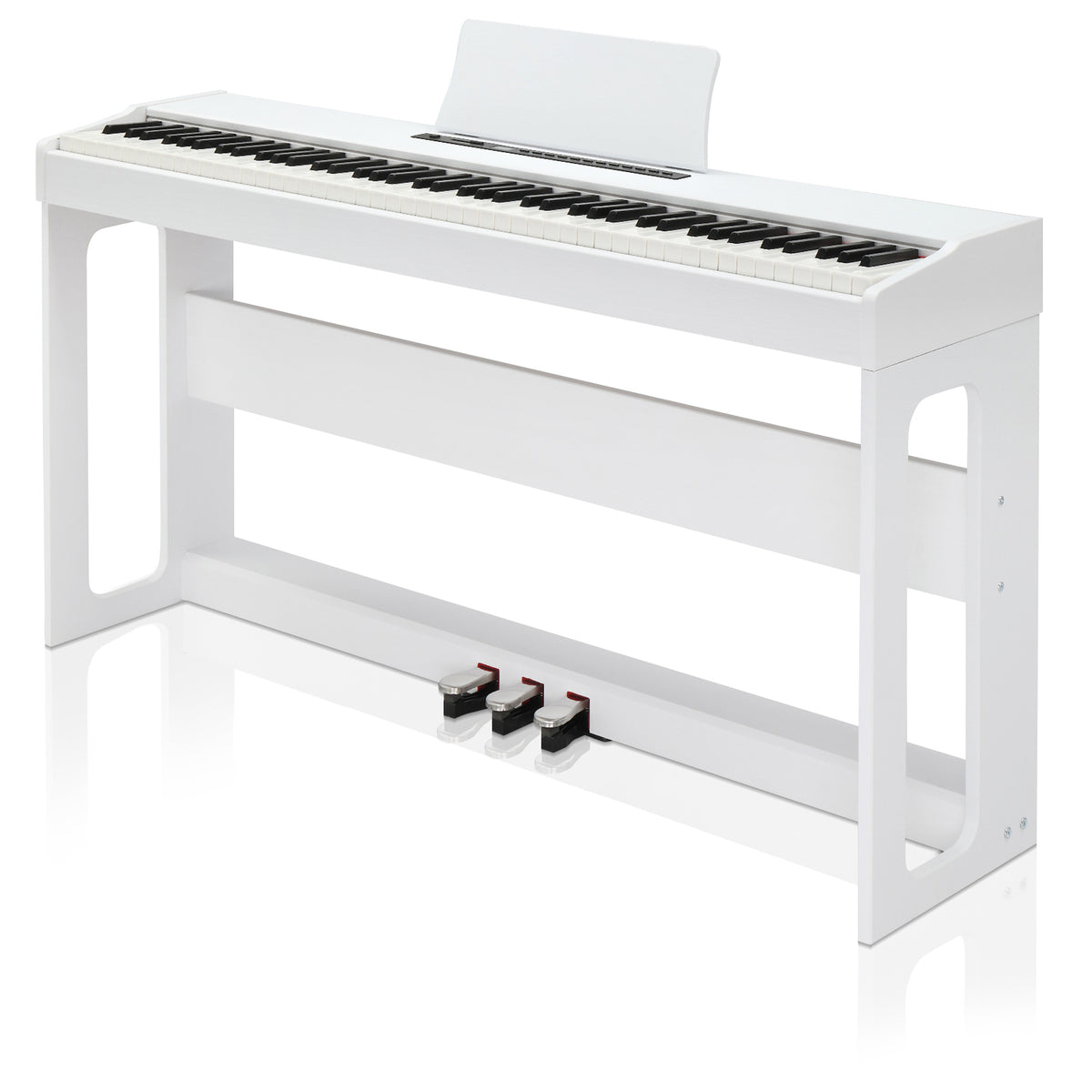 Ozici 88 Keys Full Weighted Keyboards Digital Piano with Furniture Stand, Power Adapter, Triple Pedals, Headphone, for All Experience Levels White