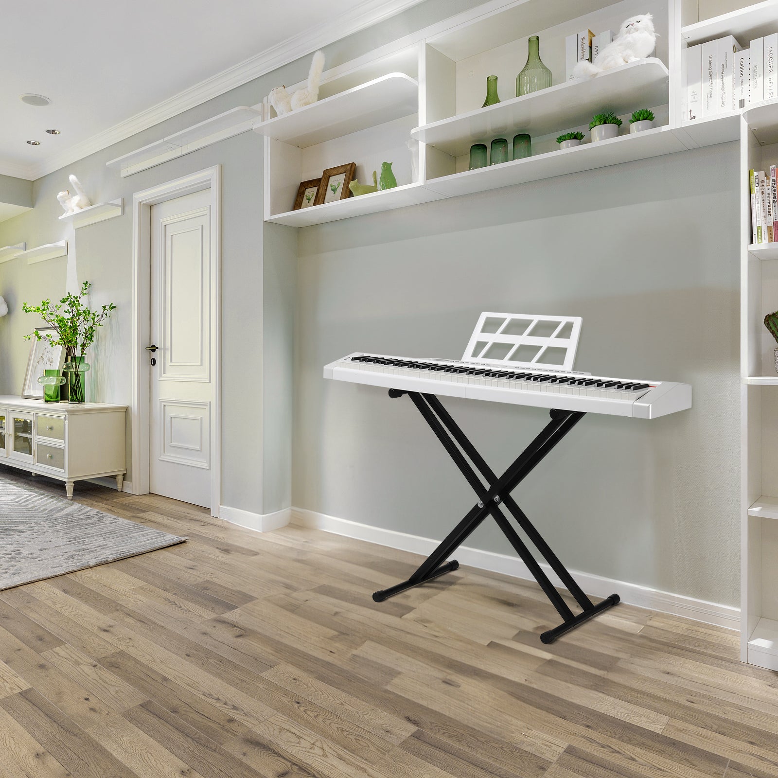 Ozici GPP-105 88 Key Full Size Semi-Weighted Standard Keyboards Digital Piano with Dual-tube X-Shape Stand, MIDI Bluetooth, Headphone