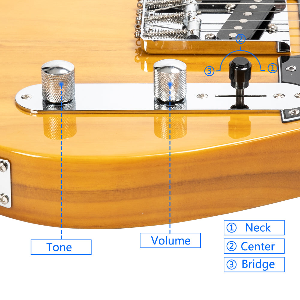Ozici Maple Fingerboard GTL Electric Guitar SS Pickup Transparent Yellow