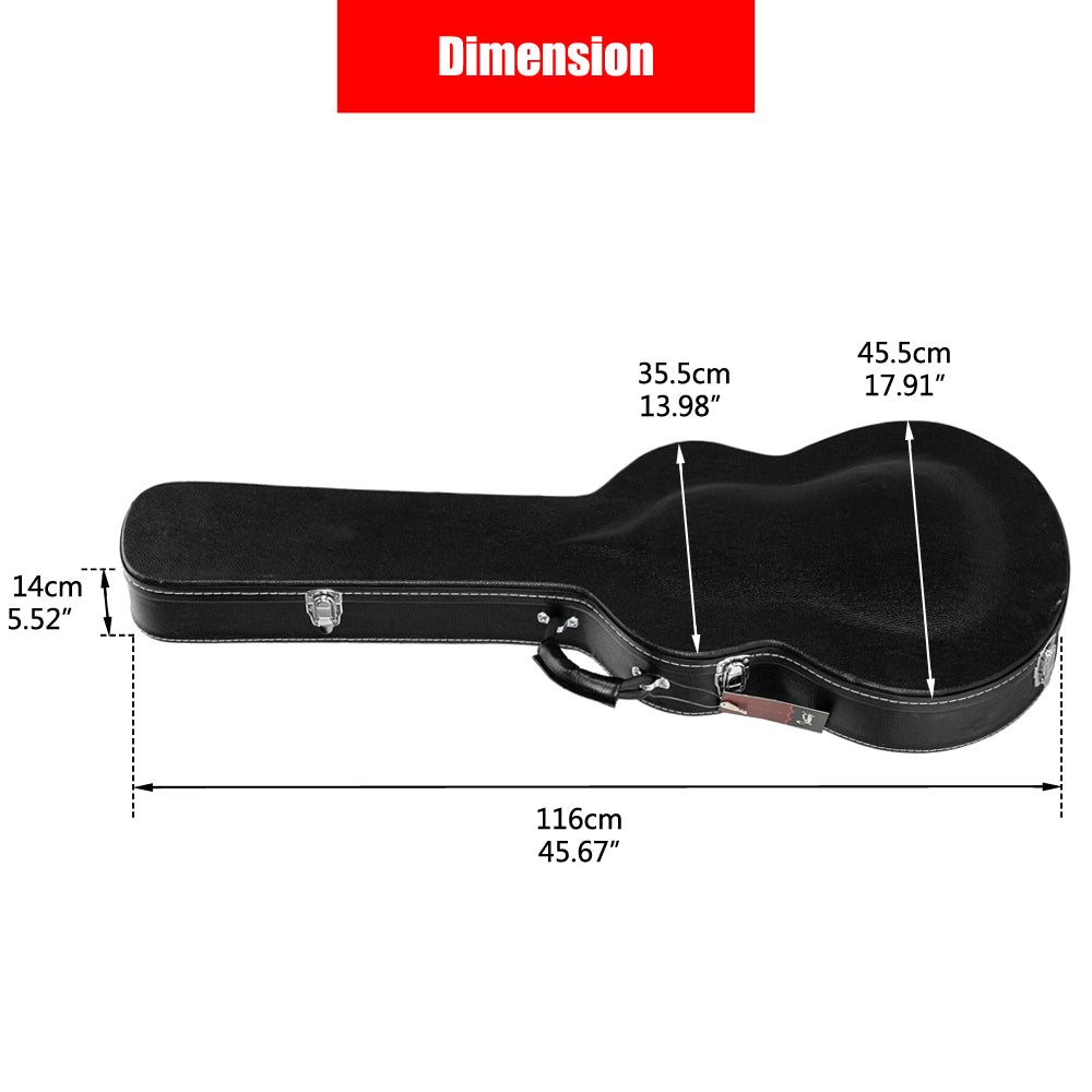 Ozici High-End Fine-Grain PU Leather Hard Case for 335 Style Semi-Hollow & Hollowbody Electric Guitar