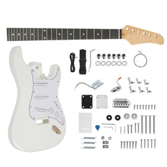 Ukscs 6 String ST Style Electric Guitar Kits with Mahogany Body, Maple Neck and Accessories White