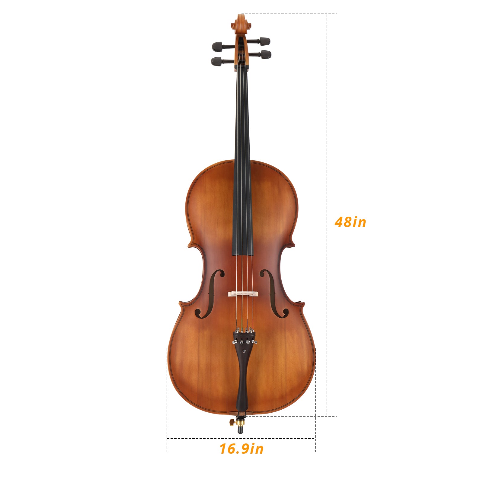 Ozici Full Side 4/4 Matte Natural Color Spruce Panel Cello with Bag Bow Rosin Bridge Strings