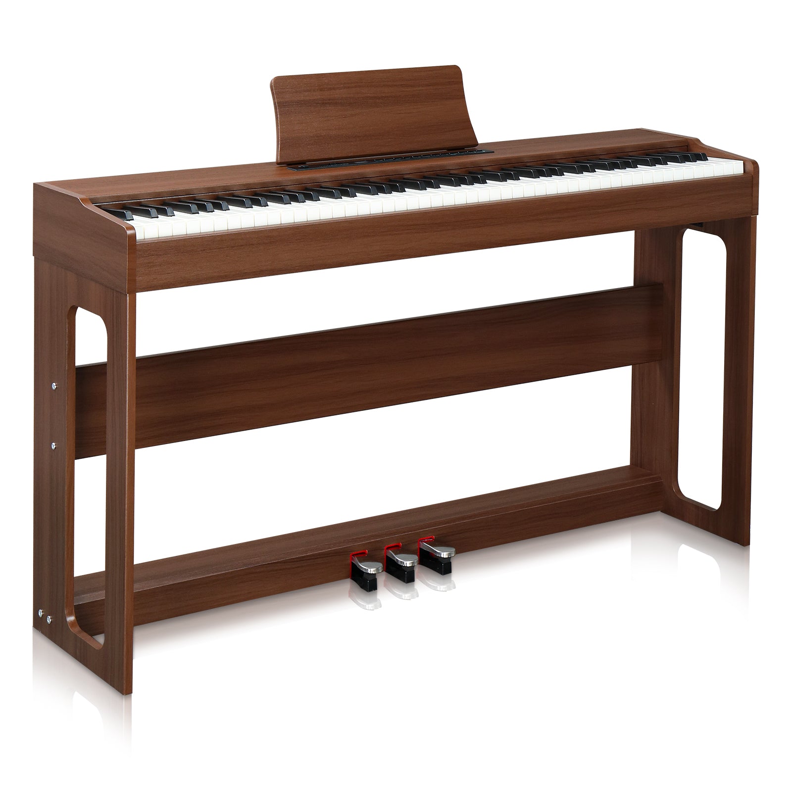 Ozici 88 Keys Full Weighted Keyboards Digital Piano with Furniture Stand, Power Adapter, Triple Pedals, Headphone, for All Experience Levels Black Walnut