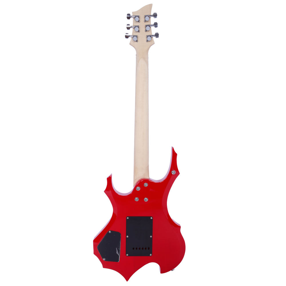 Ozici Novice Flame Shaped Electric Guitar HSH Pickup Bag Strap Paddle Rocker Cable Wrench Tool - Red