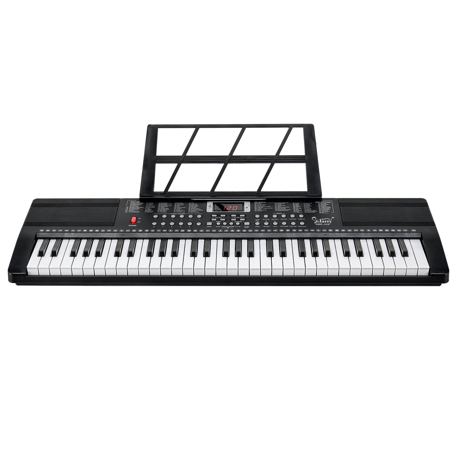 Ozici GEP-110 61 Key Keyboard with Piano Stand, Piano Bench, Built In Speakers, Headphone, Microphone, Music Rest, LED Screen, 3 Teaching Modes for Beginners