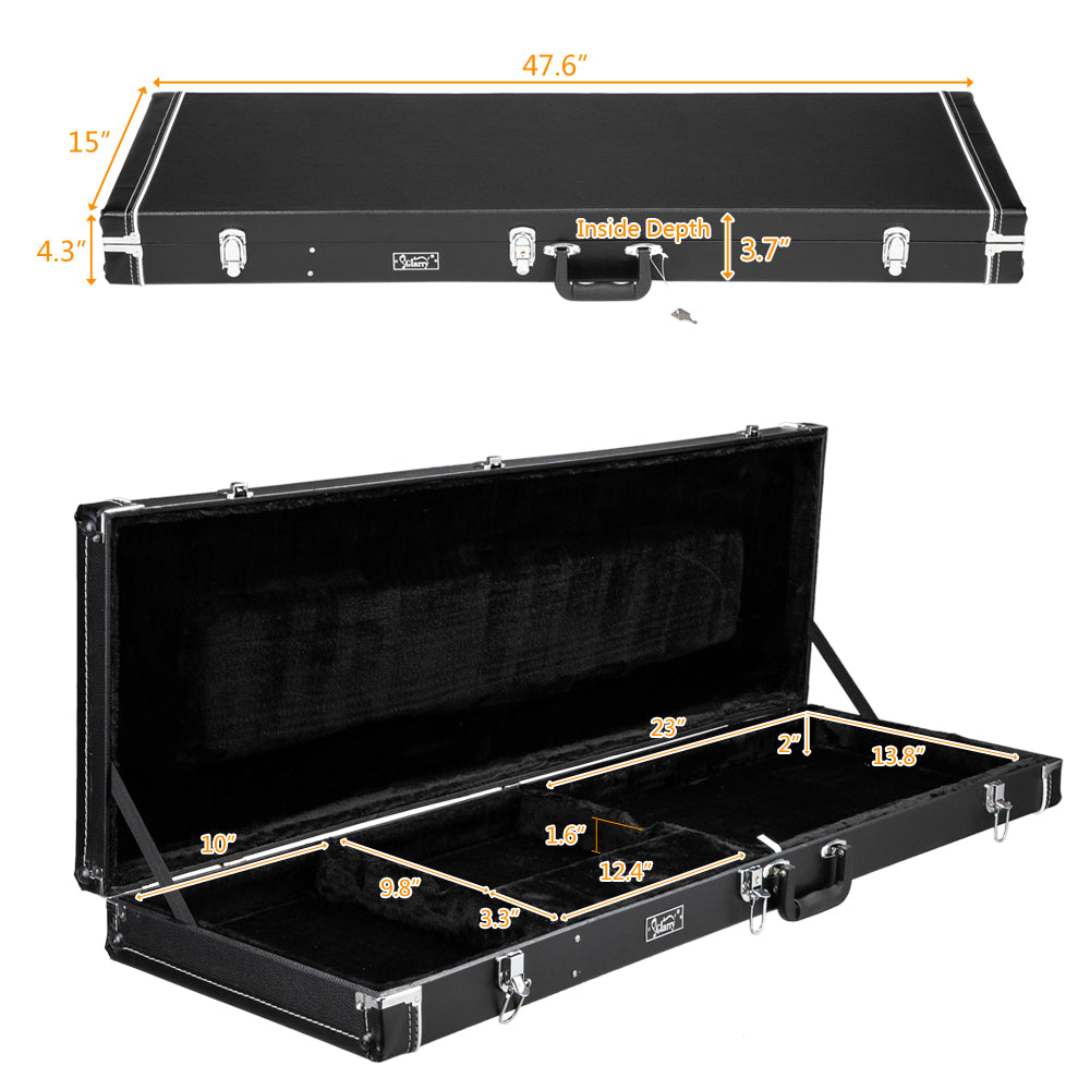 Ozici High Grade Electric Guitar Square Hard Case Flat Black