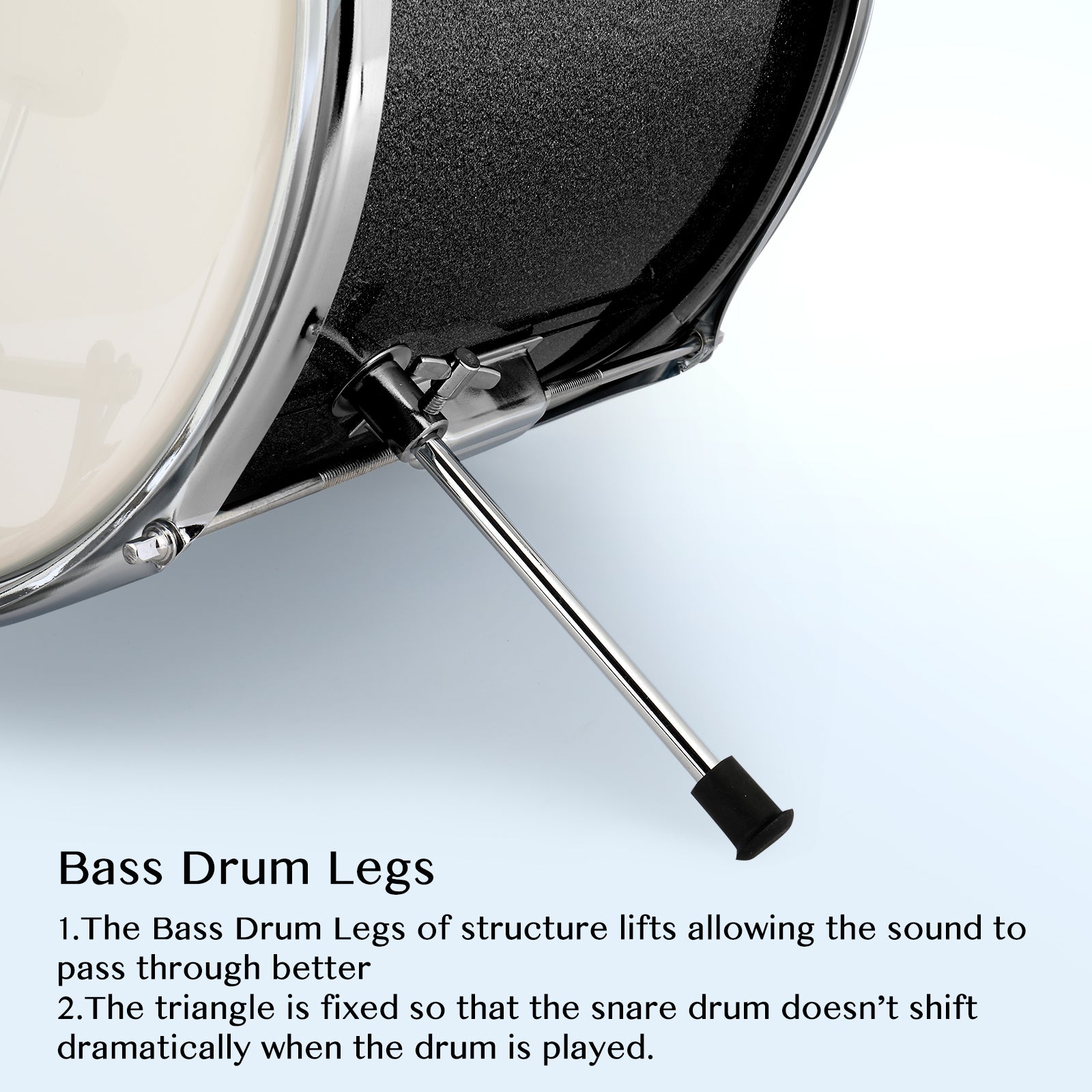 Ozici 14"x10" 3-Pieces Junior Kids Drum Set Kit Pedal Drum Stick Wrench Drum Stool Black