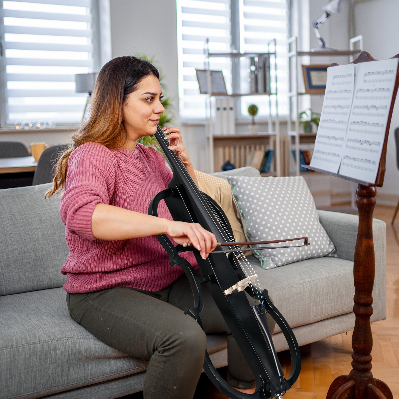 Ozici Full Size 4/4 Electric Style Cello with Case Bow Rosin Earphone Connecting line