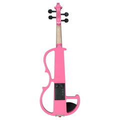 Ozici Full Size 4/4 Bunnel Edge Electric Silent Violin with Case Bow Rosin Headphone Connecting Line Pink