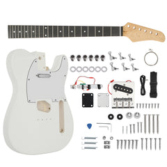 Ukscs DIY 6 String TL Style Electric Guitar Kits with Mahogany Body, Maple Neck and Accessories White
