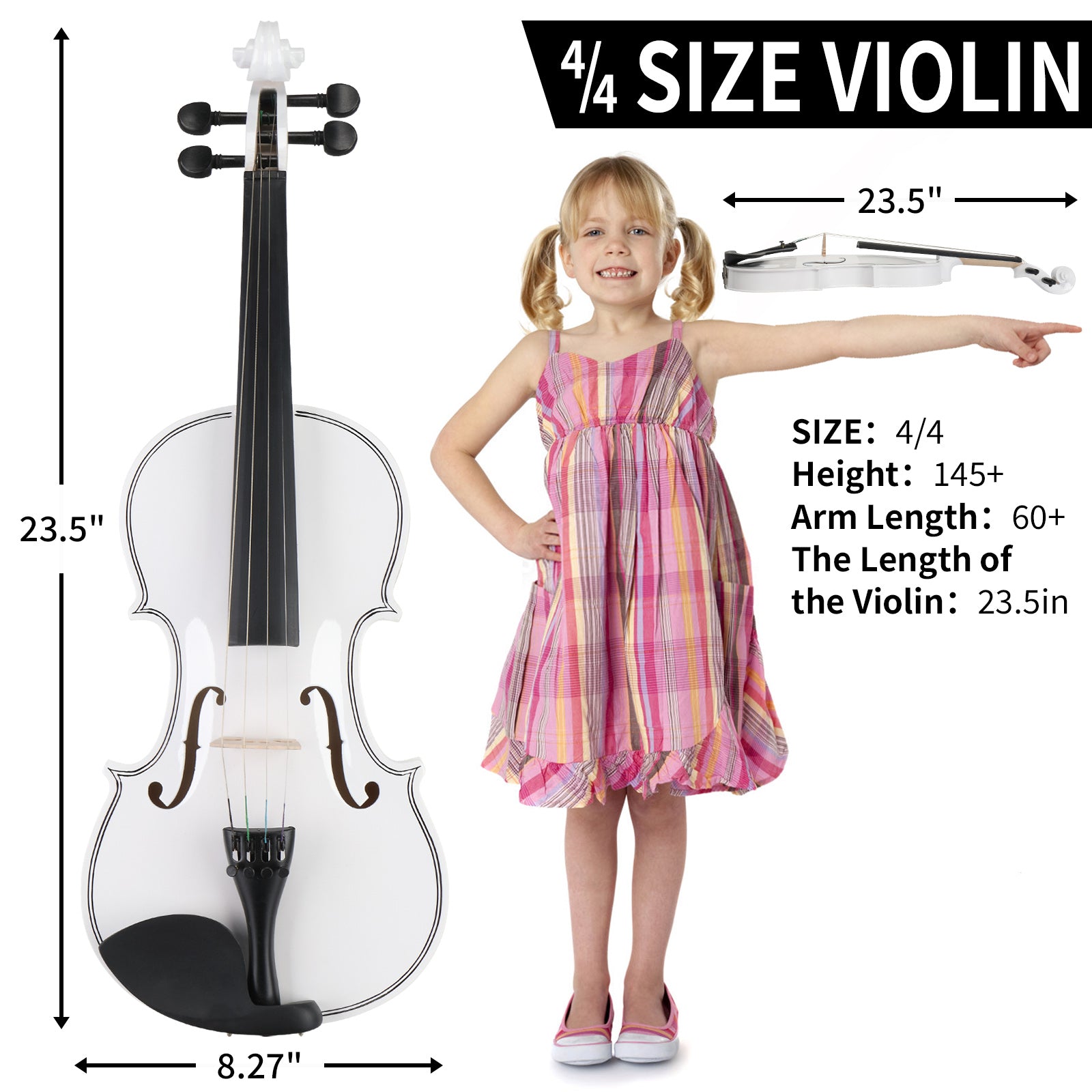 Ozici Full Size 4/4 Violin Set for Adults Beginners Students with Hard Case,Violin Bow,Shoulder Rest,Rosin,Extra Strings and Sordine