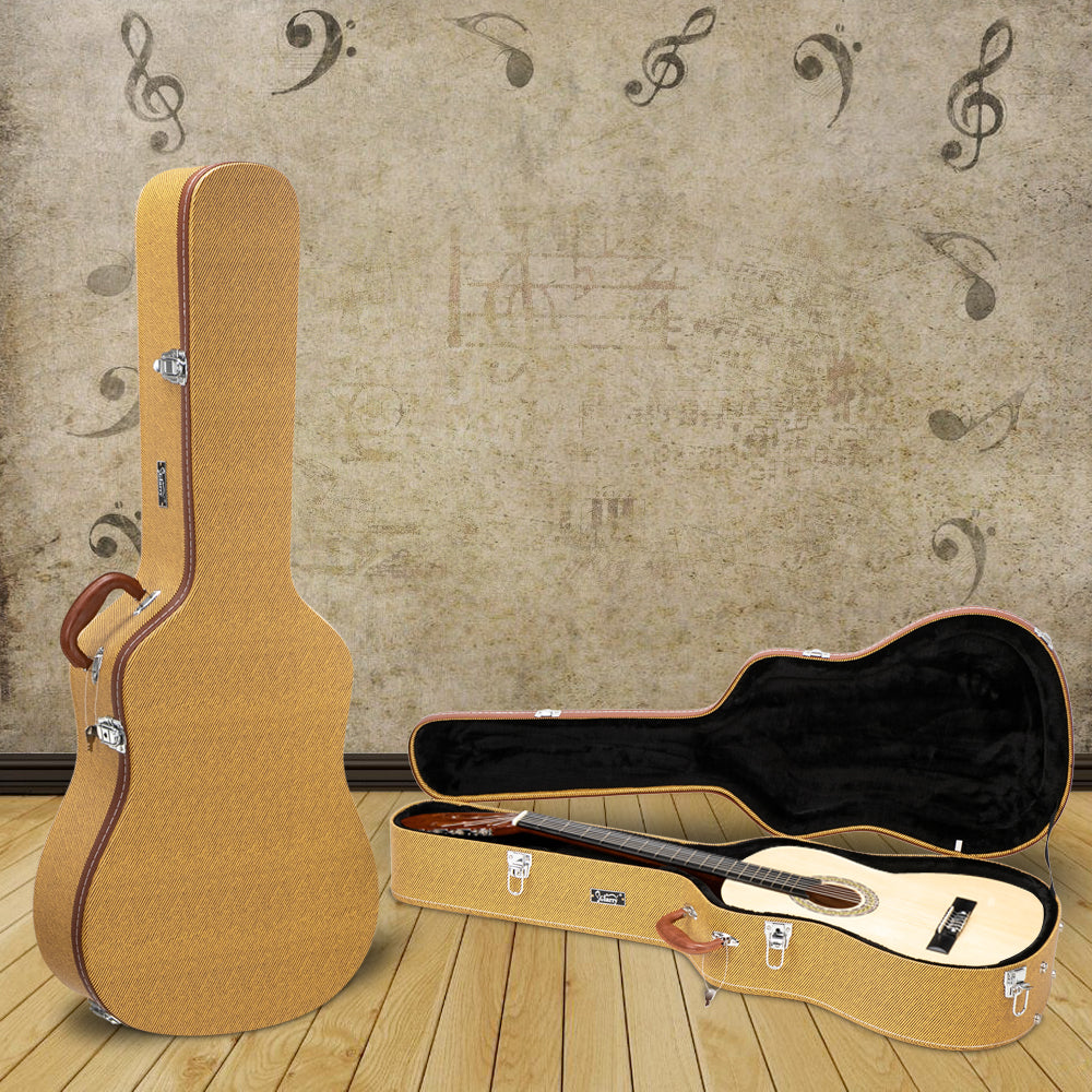 Ozici 41" Folk Guitar Hardshell Carrying Case Fits Most Acoustic Guitars Microgroove Flat - Yellow