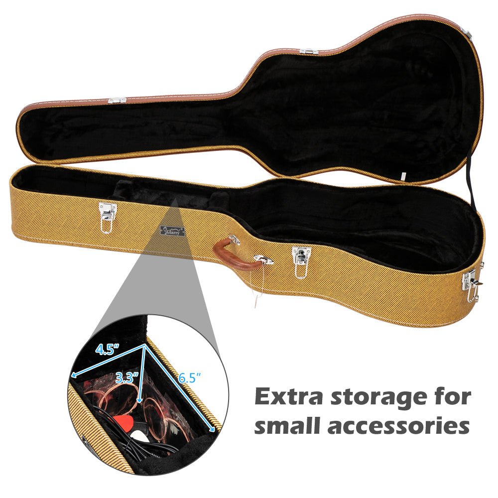 Ozici 41" Folk Guitar Hardshell Carrying Case Fits Most Acoustic Guitars Microgroove Flat - Yellow