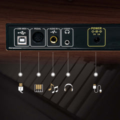 Ozici 88 Keys Full Weighted Keyboards Digital Piano with Furniture Stand, Power Adapter, Triple Pedals, Headphone, for All Experience Levels Black Walnut【Same Model Code: 08218226】