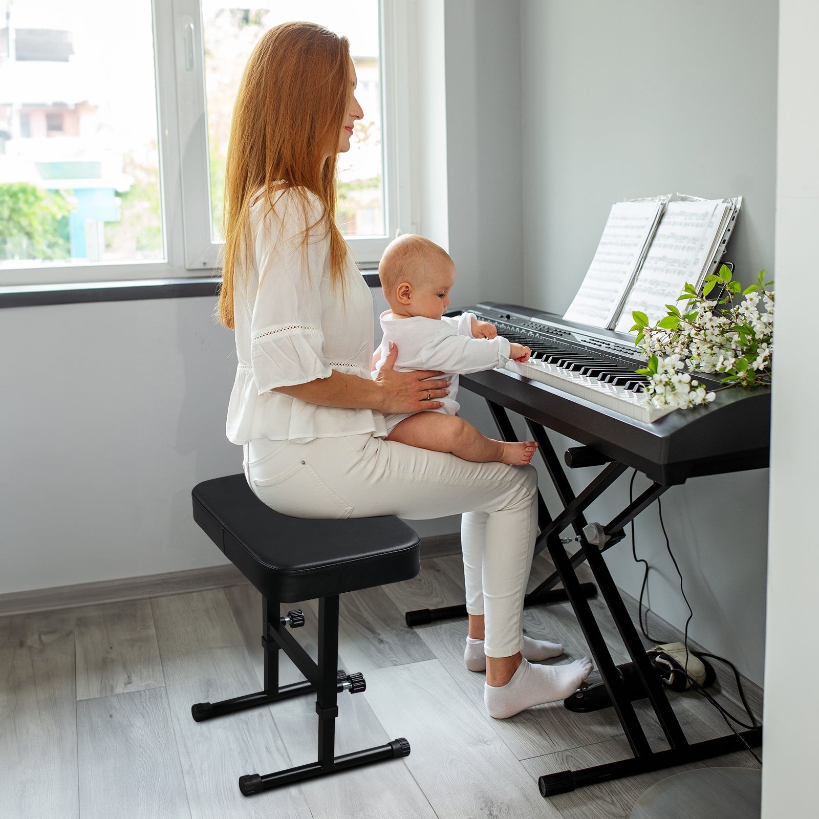 Ozici Electric Keyboard Piano Padded Cushion Leather Bench for Musicians Use at The Show or at Home