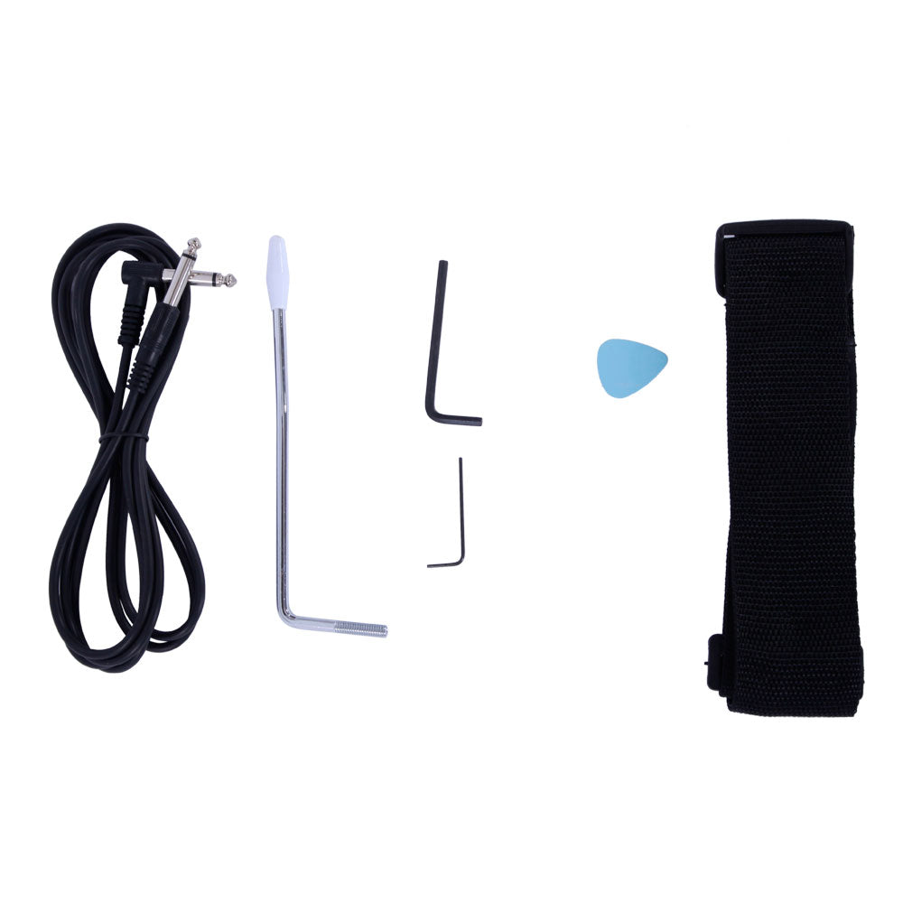 Ozici Novice Entry Level 170 Electric Guitar HSH Pickup Bag Strap Paddle Rocker Cable Wrench Tool - White