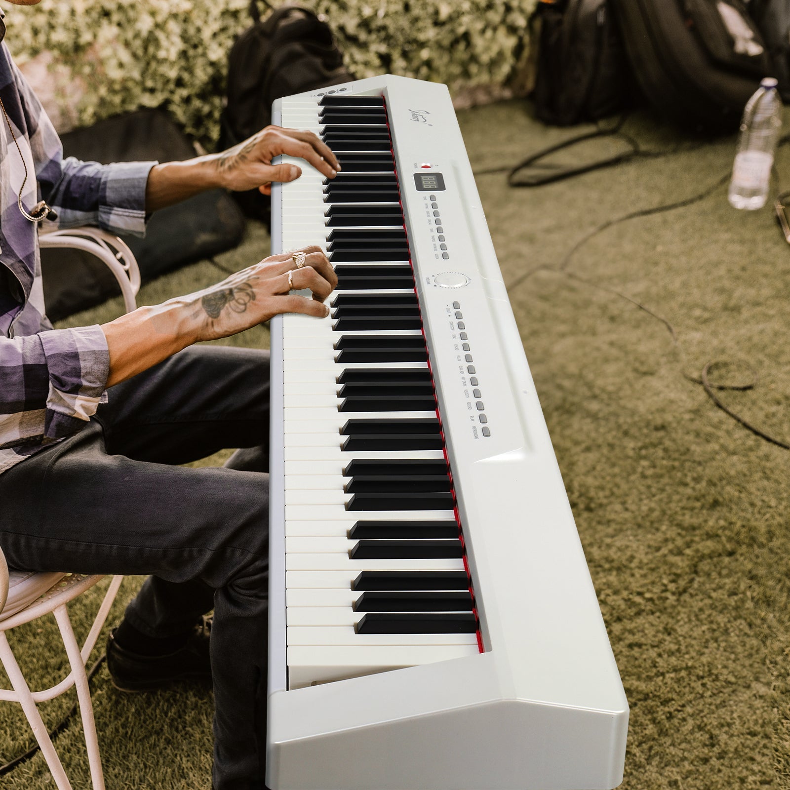Ozici GPP-105 88 Key Full Size Semi-Weighted Standard Keyboards Digital Piano with Dual-tube X-Shape Stand, MIDI Bluetooth, Headphone