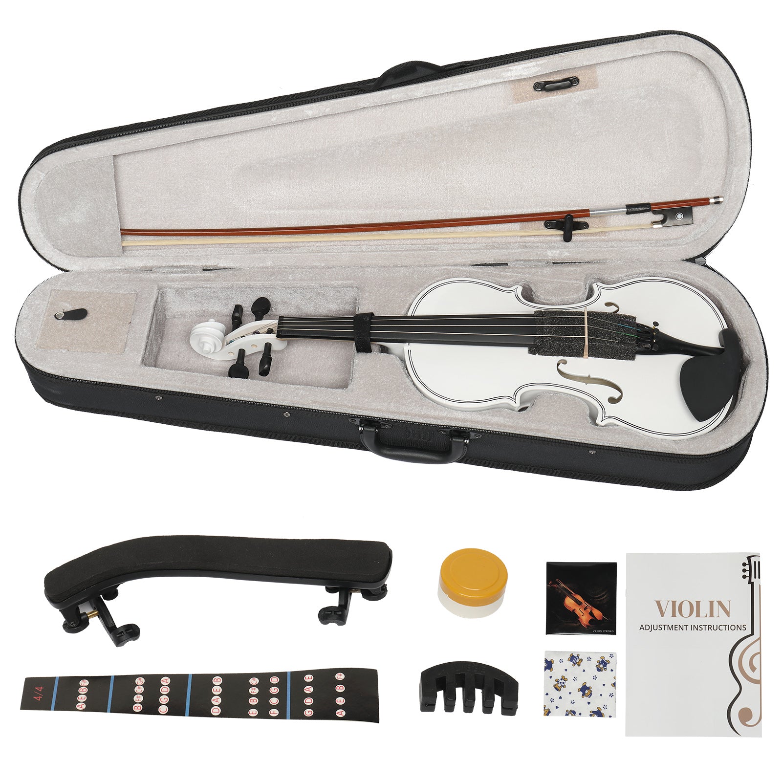 Ozici Full Size 4/4 Violin Set for Adults Beginners Students with Hard Case,Violin Bow,Shoulder Rest,Rosin,Extra Strings and Sordine