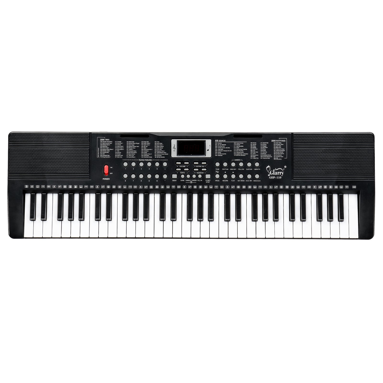 Ozici GEP-110 61 Key Keyboard with Piano Stand, Piano Bench, Built In Speakers, Headphone, Microphone, Music Rest, LED Screen, 3 Teaching Modes for Beginners