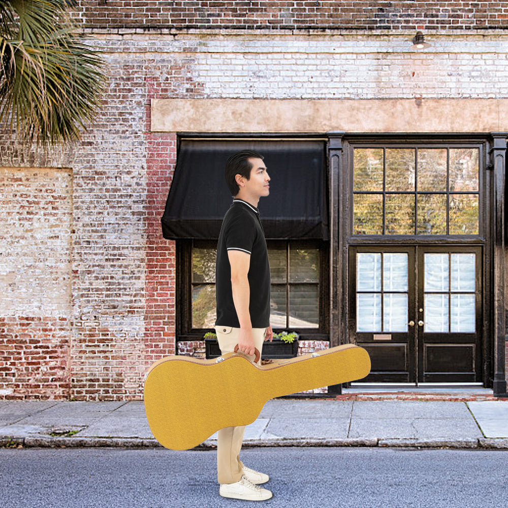 Ozici 41" Folk Guitar Hardshell Carrying Case Fits Most Acoustic Guitars Microgroove Flat - Yellow