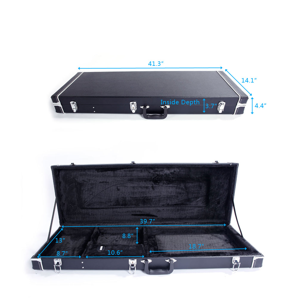 Ozici ST High Grade Electric Guitar Square Hard Case Microgroove Flat - Black