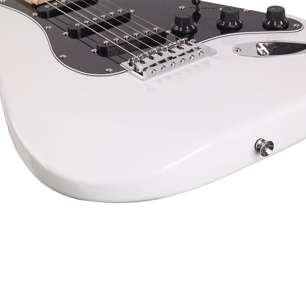 Ozici ST Stylish Electric Guitar with Black Pickguard - White