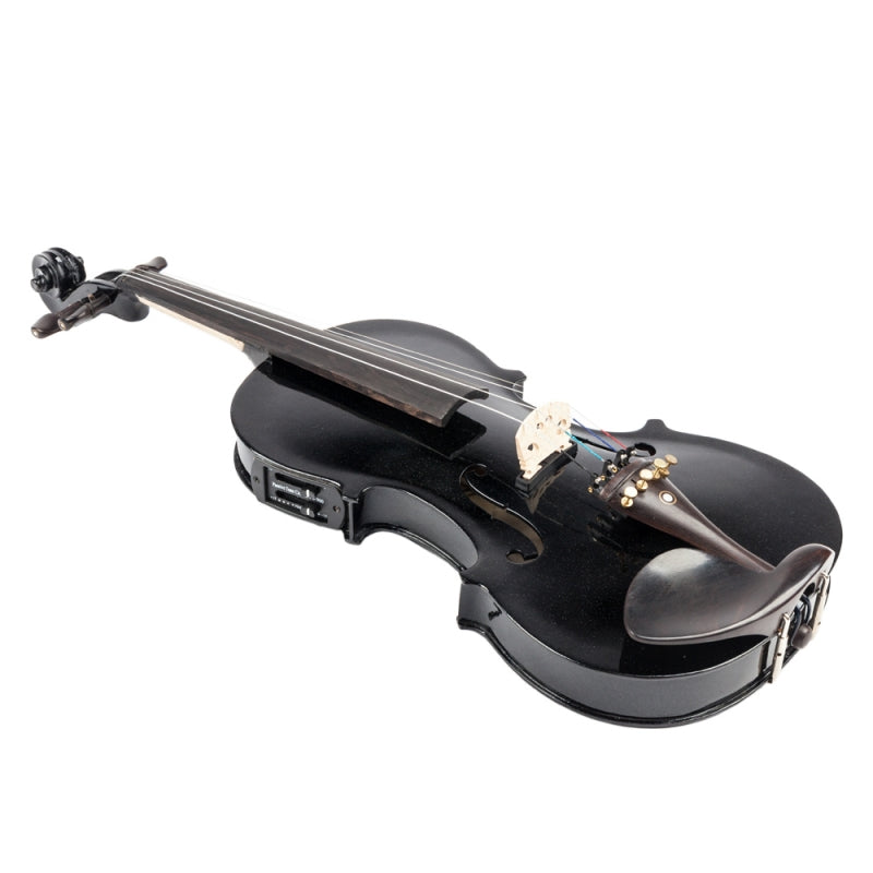 Glarry GV102 4/4 Acoustic EQ Electric Solid Wood Violin - Black