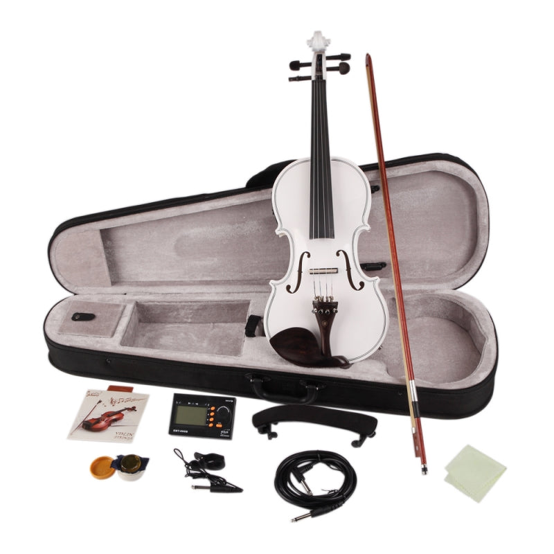 Glarry GV102 4/4 Acoustic EQ Electric Solid Wood Violin - White
