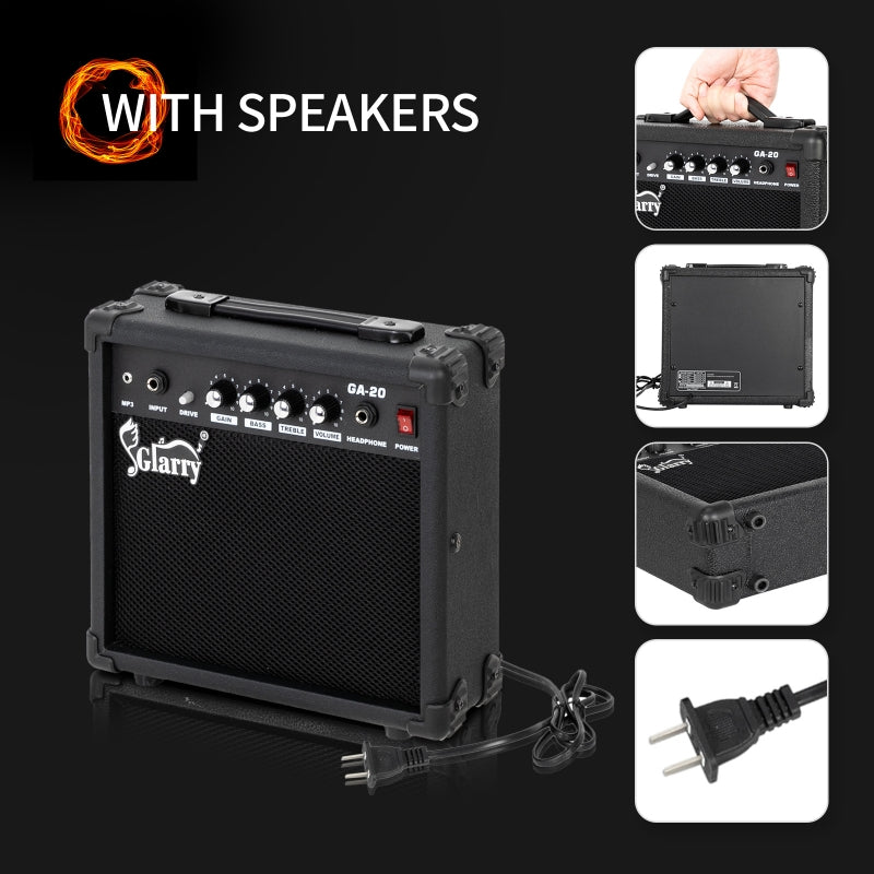 Glarry GST Electric Guitar w/20W Amplifier - Blue