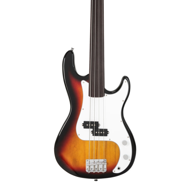 Glarry Fretless Electric Bass Guitar Full Size 4 String for experienced Bass Players - Sunset