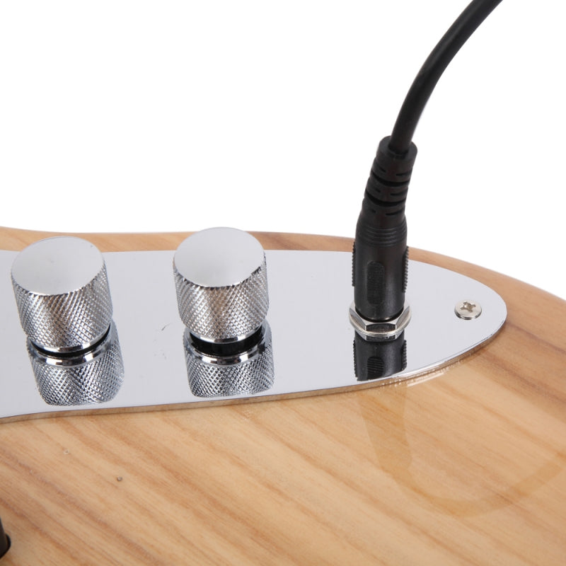 Glarry GJazz Electric Bass Guitar Black pickguard - Burlywood