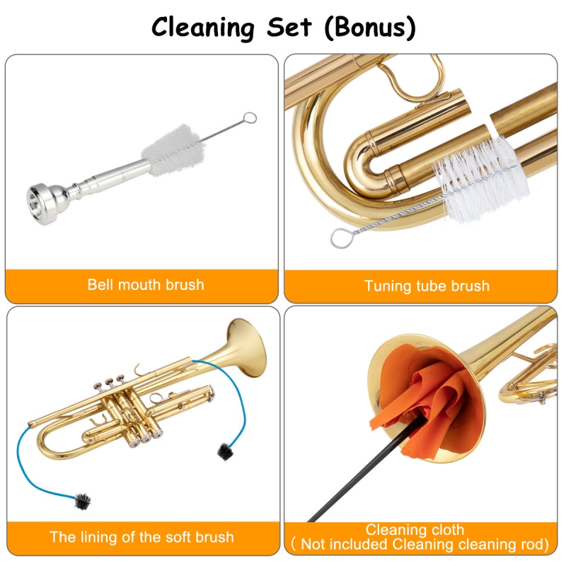 Glarry Brass Trumpet Bb with 7C Mouthpiece Golden