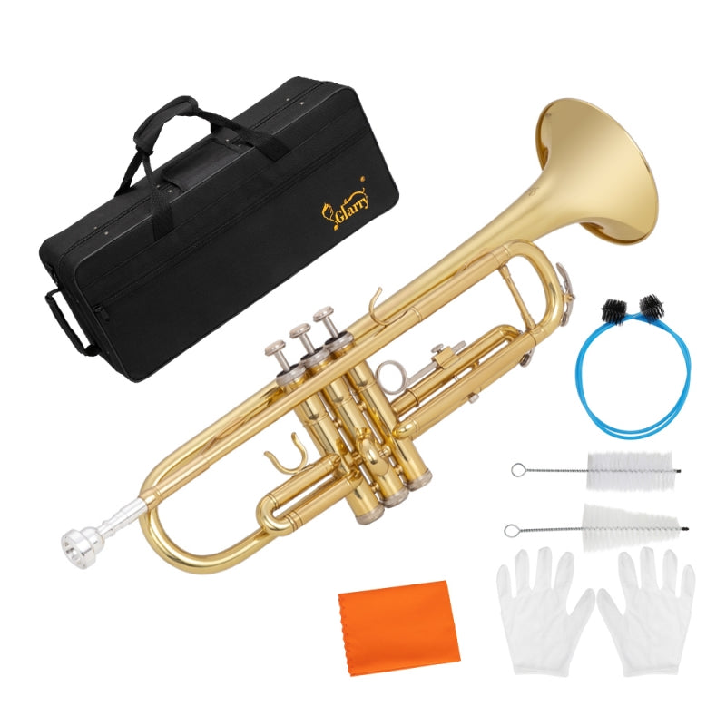Glarry Brass Trumpet Bb with 7C Mouthpiece Golden