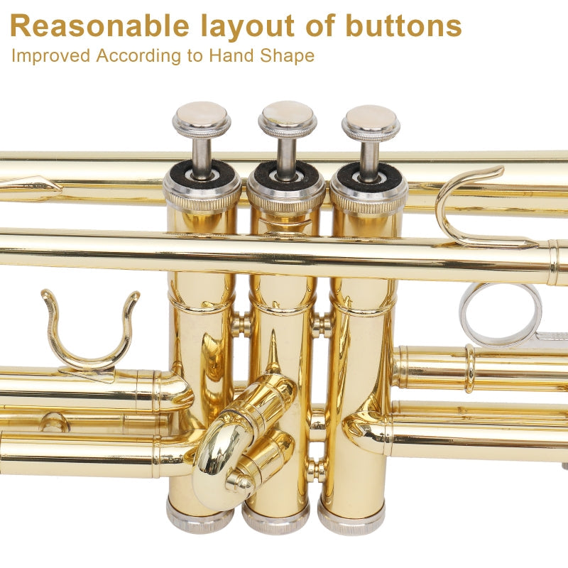 Glarry Brass Trumpet Bb with 7C Mouthpiece Golden