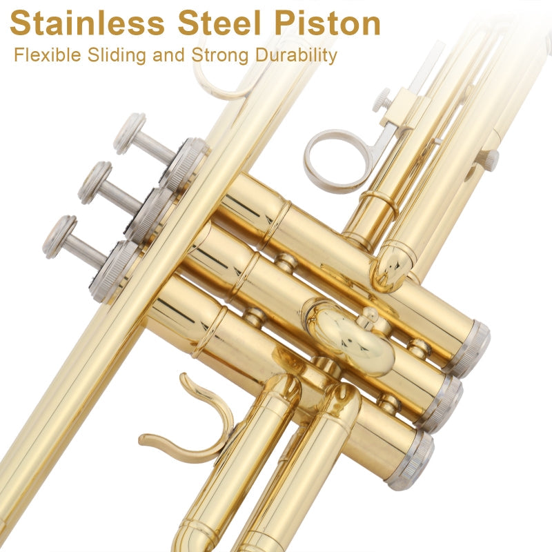 Glarry Brass Trumpet Bb with 7C Mouthpiece Golden