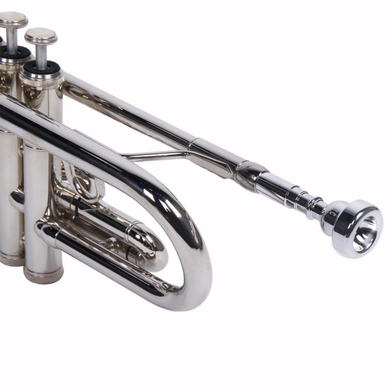 Glarry Brass Trumpet Bb with 7C Mouthpiece Silver