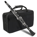 Glarry 17 Keys Flat B Black Clarinet with Two Mouthpieces Connector