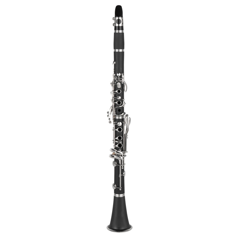 Glarry 17 Keys Flat B Black Clarinet with Two Mouthpieces Connector