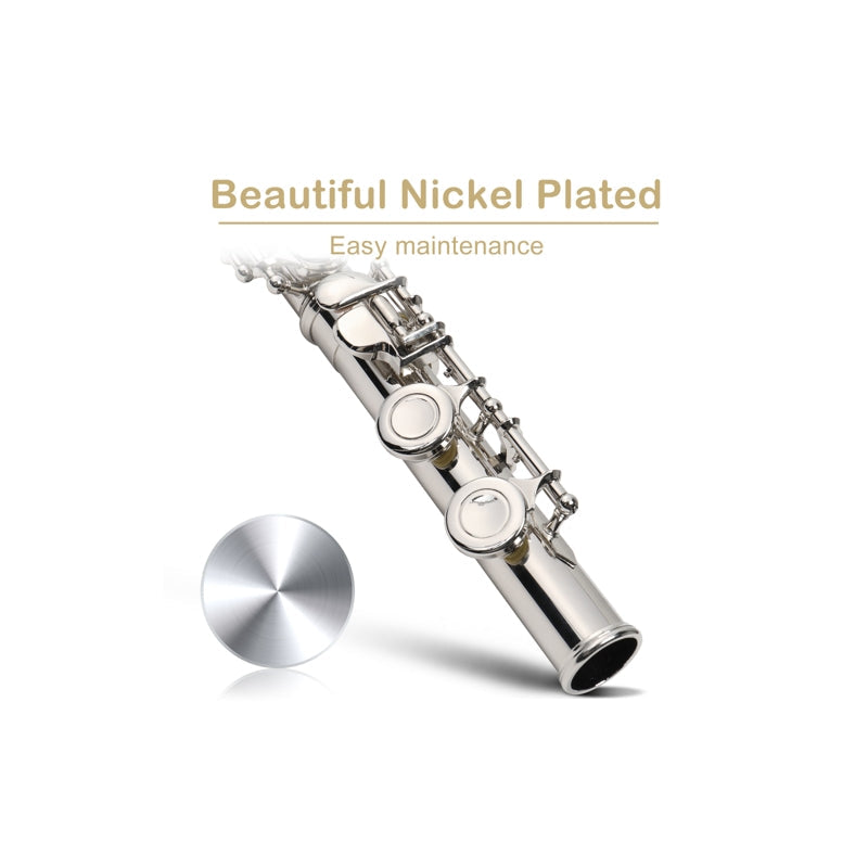 Glarry 16 Keys C Cupronickel Flute Closed Hole Separated E Key Silver